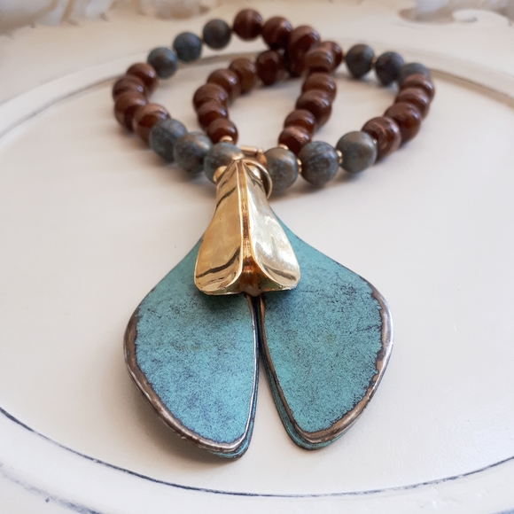 Venetian Morano Glass Beads Spinning Maple Necklac - Picture 3 of 10